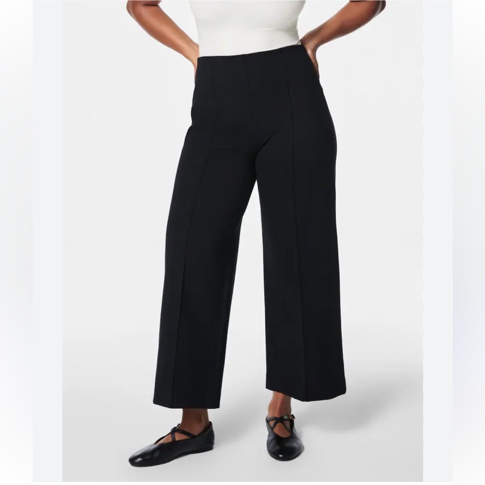 Spanx Wide-legged cropped cotton blend pants size M - Picture 1 of 9